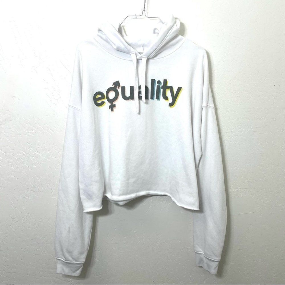 The Laundry Room EQUALITY Cropped Hoodie Sweatshirt Large